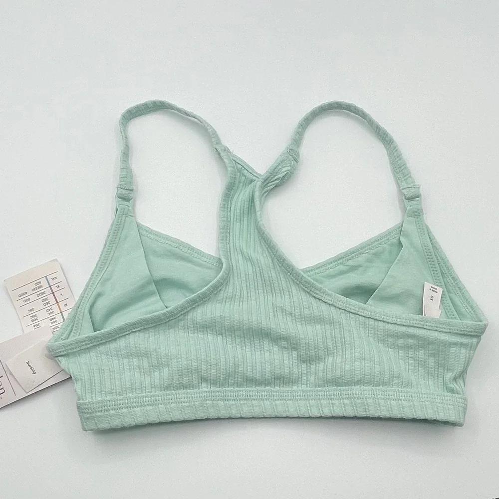 Auden Nursing Bralette Mint Green Ribbed Racerback Wireless Bra XS New